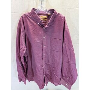 Gold Label Roundtree & Yorke Mens 3XB Burgundy Non-Iron Cotton Button Down Shirt